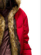 PERSONSOUL Red Totem Embroidery Fur Collar Hooded Women's White Duck Down Down Jackets