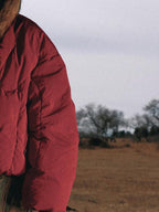 PERSONSOUL Red Totem Embroidery Fur Collar Hooded Women's White Duck Down Down Jackets