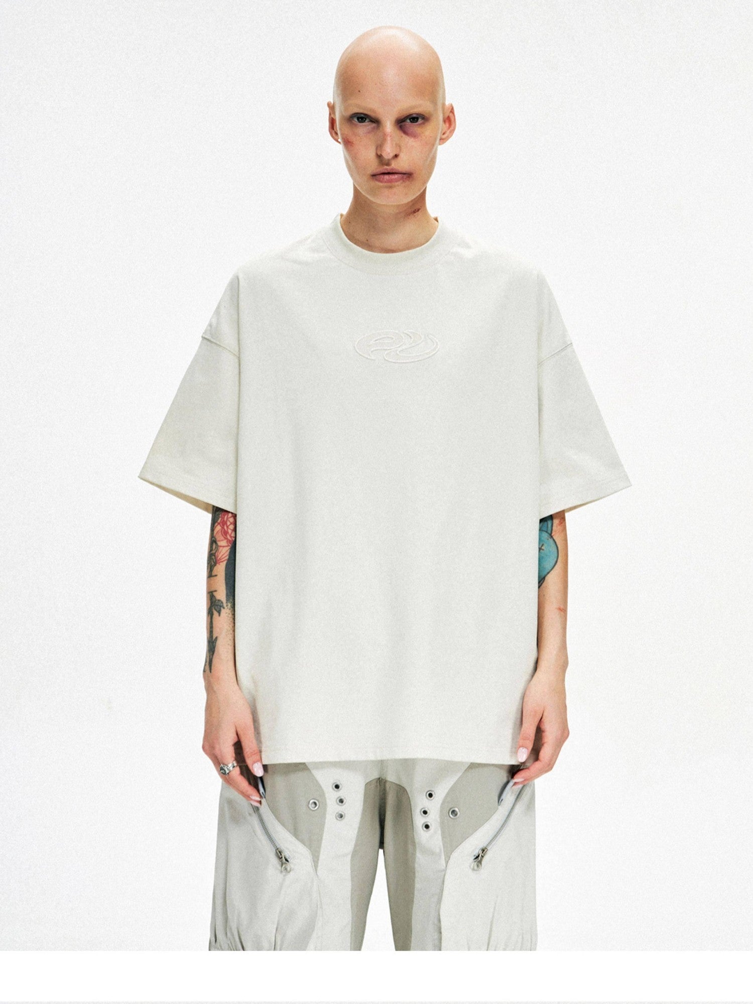 PERSONSOUL Relaxed No Iron Geometric Logo Women's Cotton Short Sleeve T-shirts