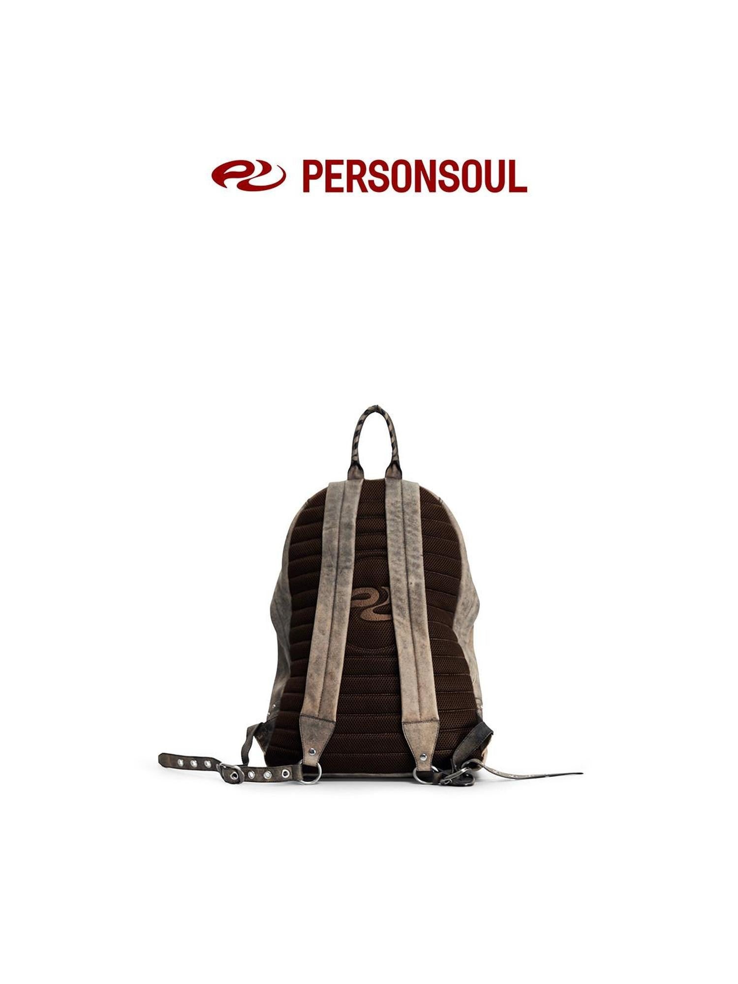 PERSONSOUL Round Punk Soft Handle Zipper Pocket Waterproof Women's Sheepskin Backpack