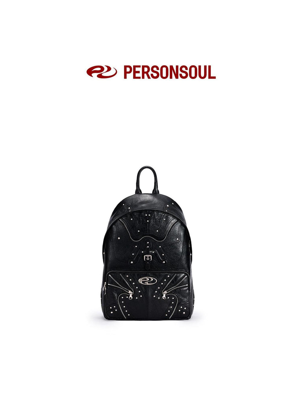 PERSONSOUL Round Punk Soft Handle Zipper Pocket Waterproof Women's Sheepskin Backpack
