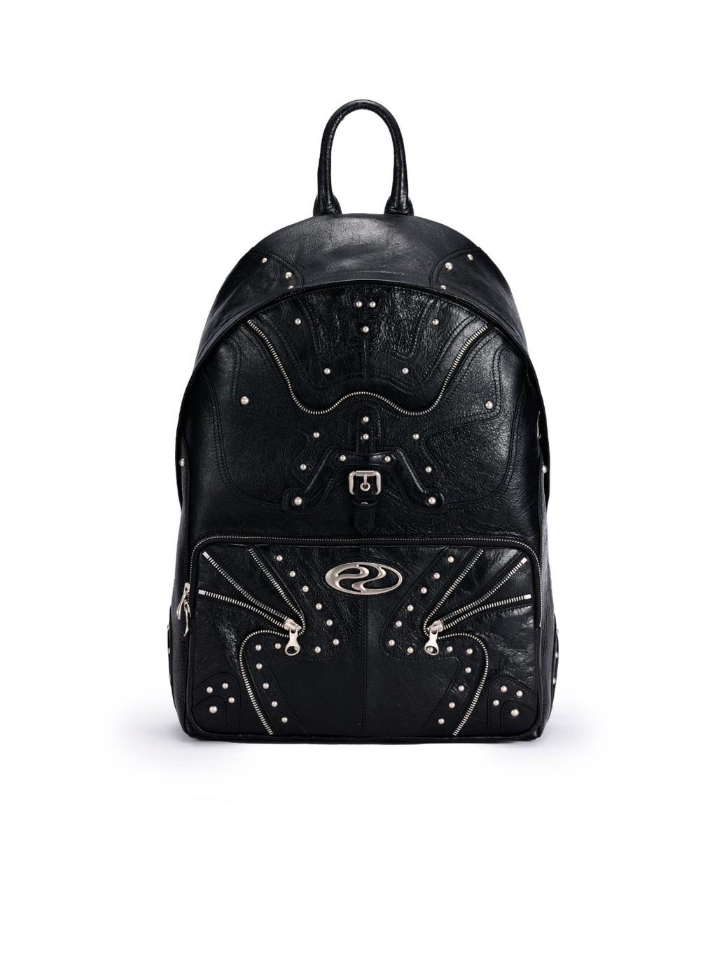 PERSONSOUL Round Punk Soft Handle Zipper Pocket Waterproof Women's Sheepskin Backpack