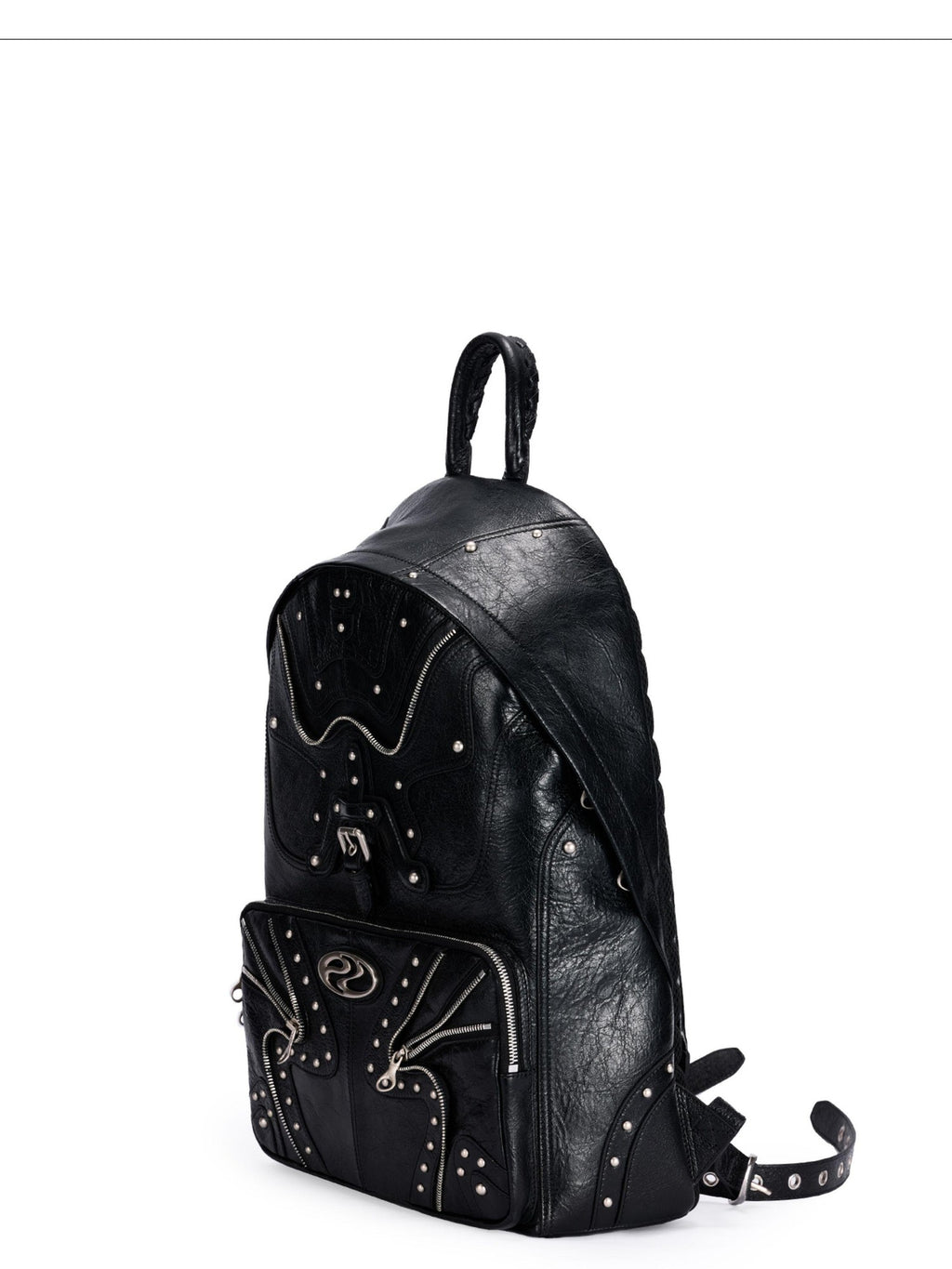 PERSONSOUL Round Punk Soft Handle Zipper Pocket Waterproof Women's Sheepskin Backpack