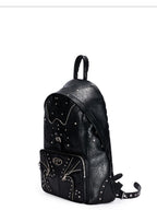 PERSONSOUL Round Punk Soft Handle Zipper Pocket Waterproof Women's Sheepskin Backpack