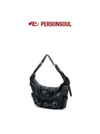 PERSONSOUL Skull Print Punk Slouch Hobo Dumpling Shape Women's Sheepskin Handbags