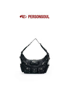 PERSONSOUL Skull Print Punk Slouch Hobo Dumpling Shape Women's Sheepskin Handbags