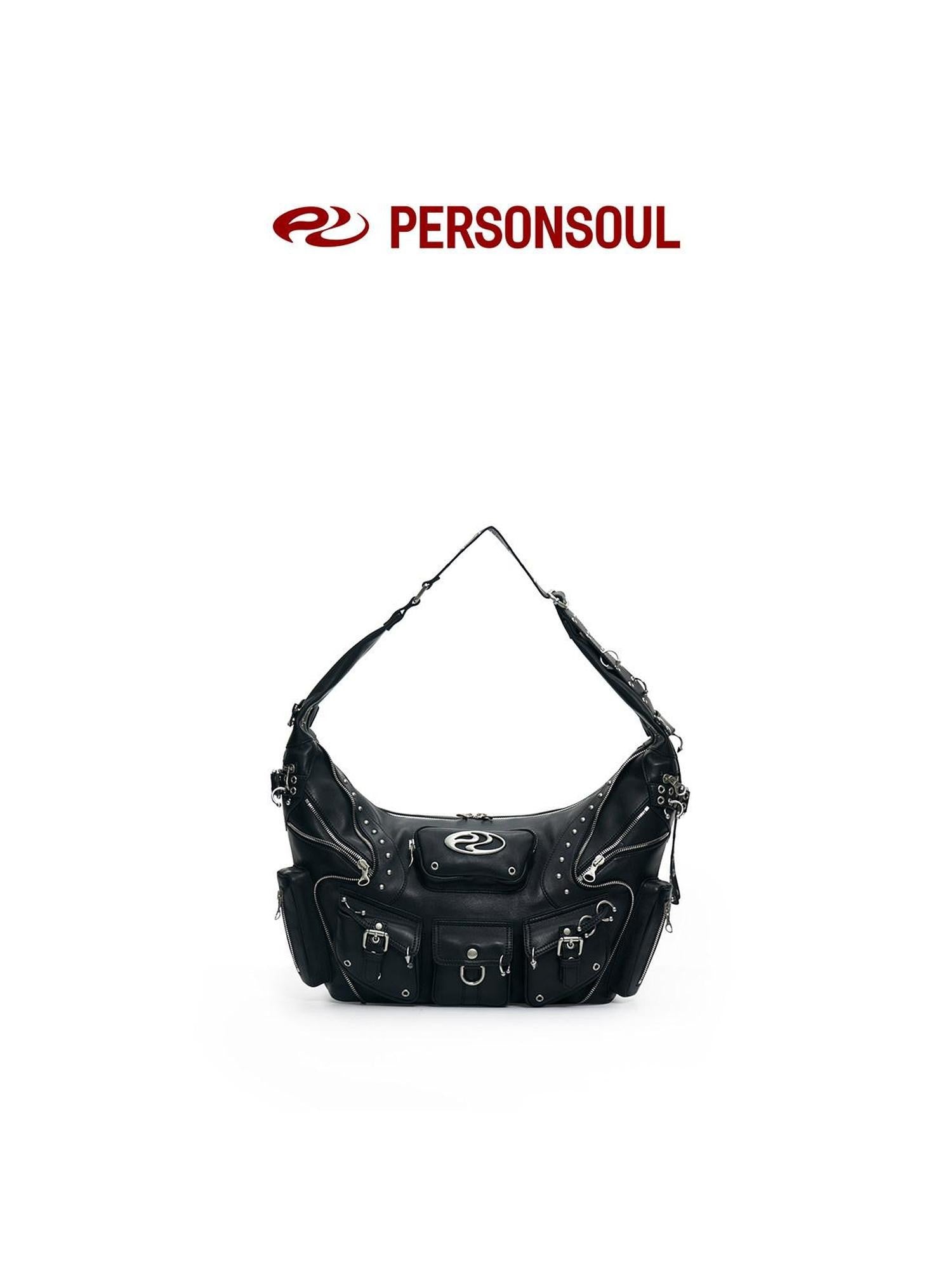 PERSONSOUL Skull Print Punk Slouch Hobo Dumpling Shape Women's Sheepskin Handbags