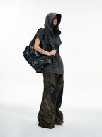 PERSONSOUL Skull Print Punk Slouch Hobo Dumpling Shape Women's Sheepskin Handbags