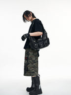 PERSONSOUL Skull Print Punk Slouch Hobo Dumpling Shape Women's Sheepskin Handbags