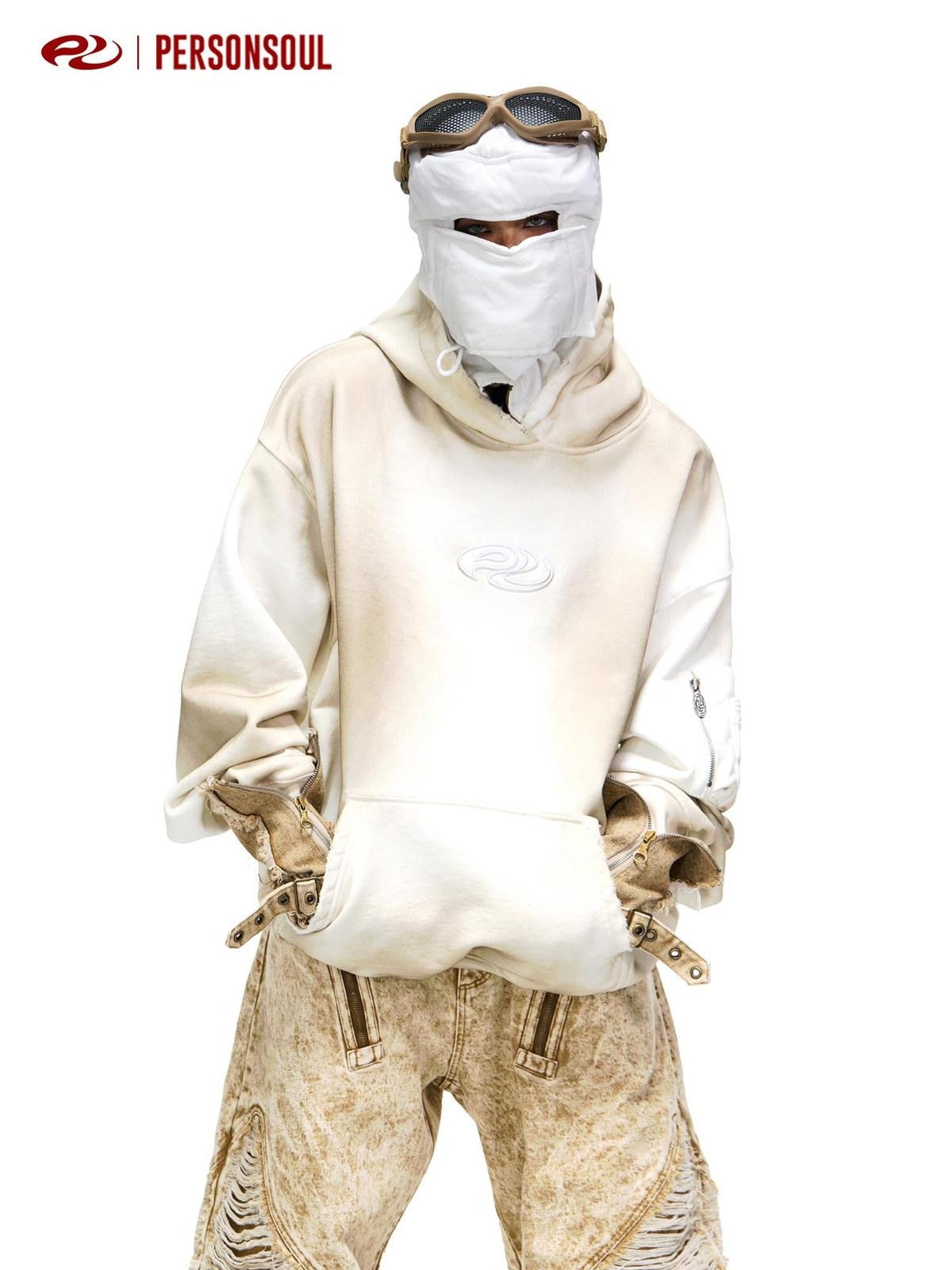 PERSONSOUL Solid Distressed Pullover Loose Fit Women's Organic Cotton Hoodies