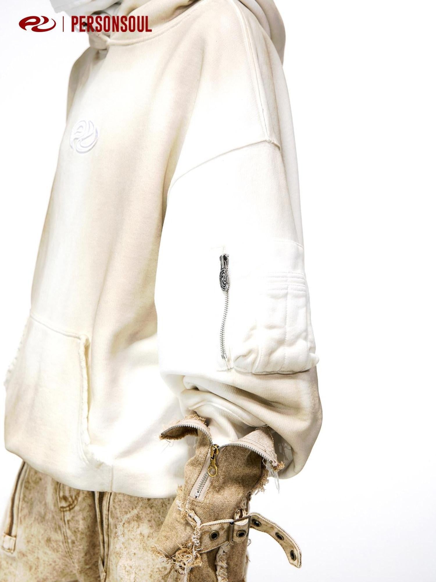 PERSONSOUL Solid Distressed Pullover Loose Fit Women's Organic Cotton Hoodies