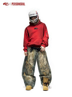 PERSONSOUL Solid Distressed Pullover Loose Fit Women's Organic Cotton Hoodies