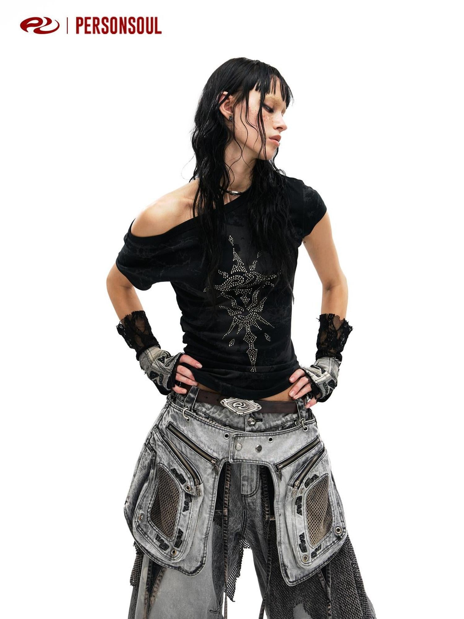 PERSONSOUL Stamped Ethnic Women's Top Grain Cowhide Leather Metal Buckle Brown Belts