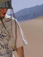 PERSONSOUL Sun Totem Embroidered Stained Look Loose Women's Cotton Short Sleeve T-shirts