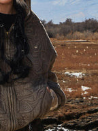 PERSONSOUL Sun Totem Full Embroidery Dyed Distressed Women's Cotton Blend Hoodies