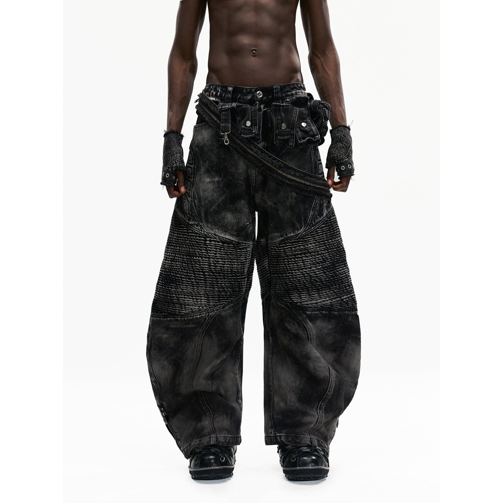 PERSONSOUL_Thermochromic_Black_Tactical_Waist_Pouch_Coated_Women's_Denim_Wide-leg_Jeans_883556922827_MISSTT