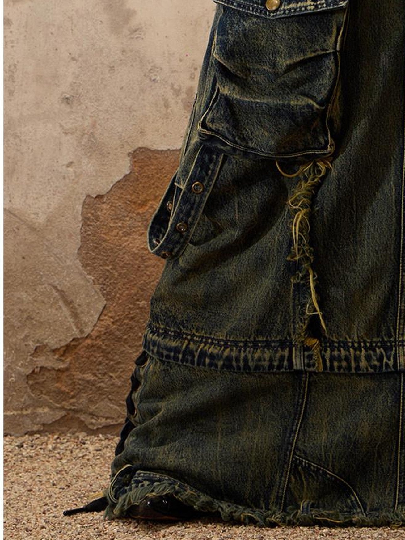 PERSONSOUL Three Tier Detachable Reconstructed Women's Denim Tie Pocket A Line Mini Skirts