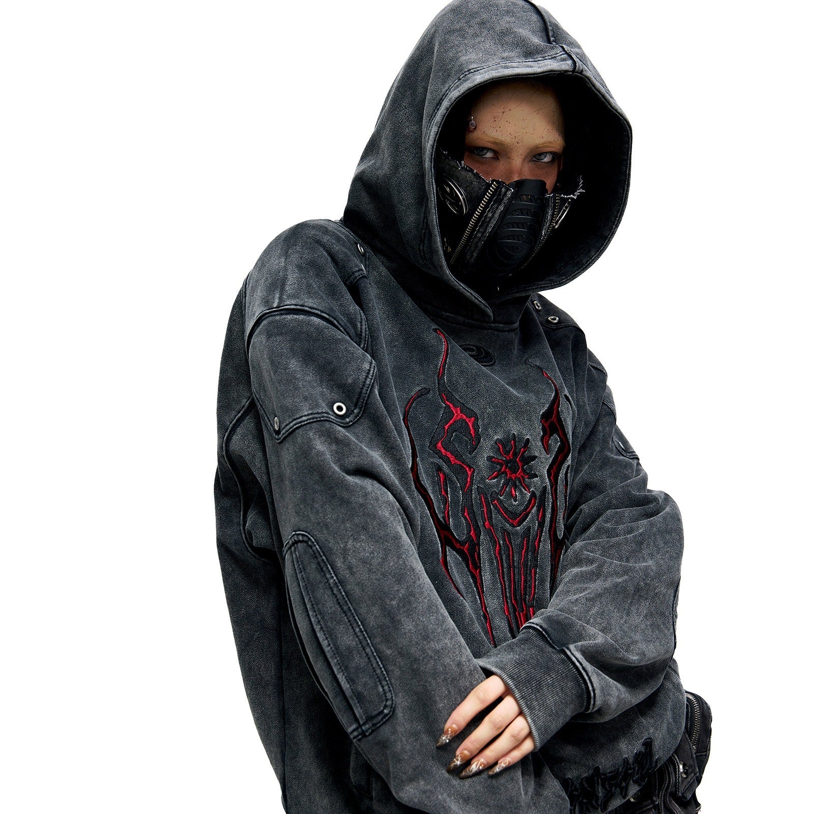 PERSONSOUL_Totem_3d_Embroidery_Distressed_Kangaroo_Pocket_Women's_Natural_Cotton_Hoodies_855033680090_MISSTT