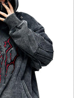 PERSONSOUL Totem 3d Embroidery Distressed Kangaroo Pocket Women's Natural Cotton Hoodies