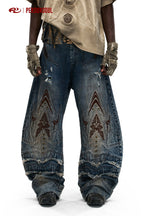 PERSONSOUL_Totem_Embroidered_Scale_Armor_Distressed_Women's_Cotton_Denim_Wide-leg_Jeans_1018919088427_MISSTT
