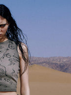 PERSONSOUL Totem Print Distressed Washed Slim Fit Women's Cotton Tank Tops