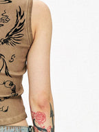 PERSONSOUL Totem Print Distressed Washed Slim Fit Women's Cotton Tank Tops