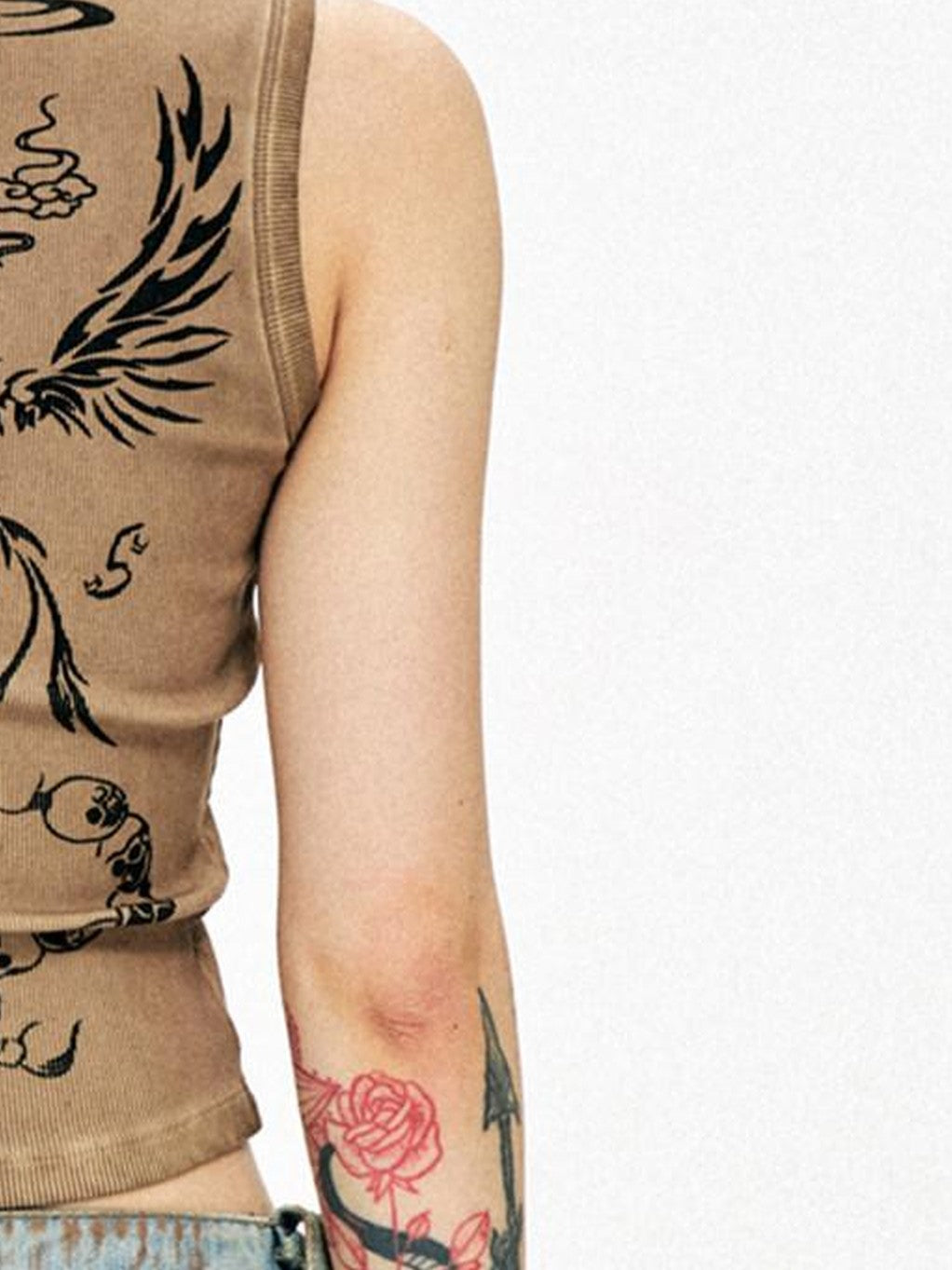 PERSONSOUL Totem Print Distressed Washed Slim Fit Women's Cotton Tank Tops