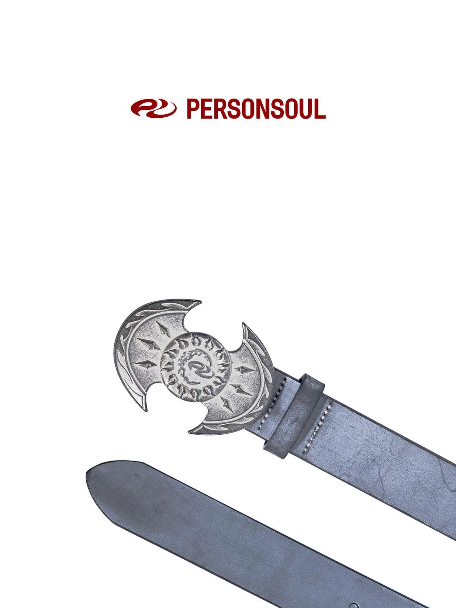 PERSONSOUL War Axe Buckle Geometric Pattern Women's Top Layer Cowhide Belts