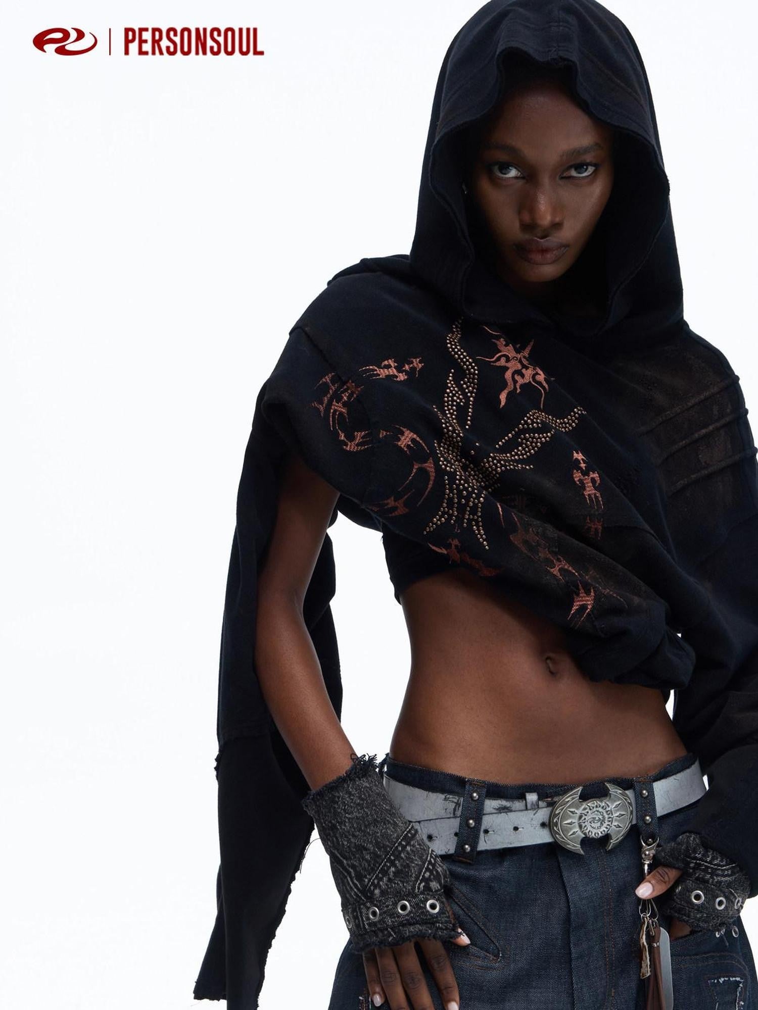 PERSONSOUL War Axe Buckle Geometric Pattern Women's Top Layer Cowhide Belts