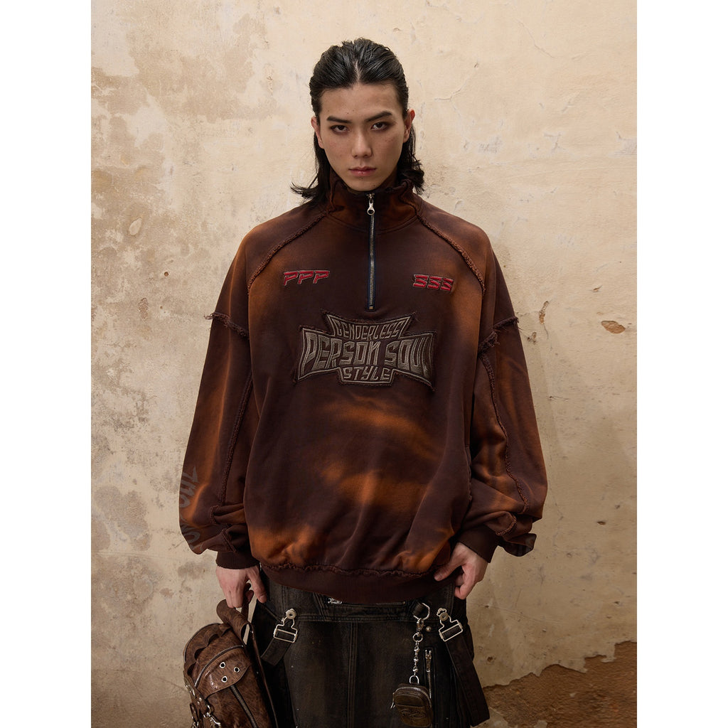 PERSONSOUL_Washed_Tie_Dye_Racing_Embroidery_Stand_Collar_Women's_Cotton_Sweatshirts_743835244523_MISSTT