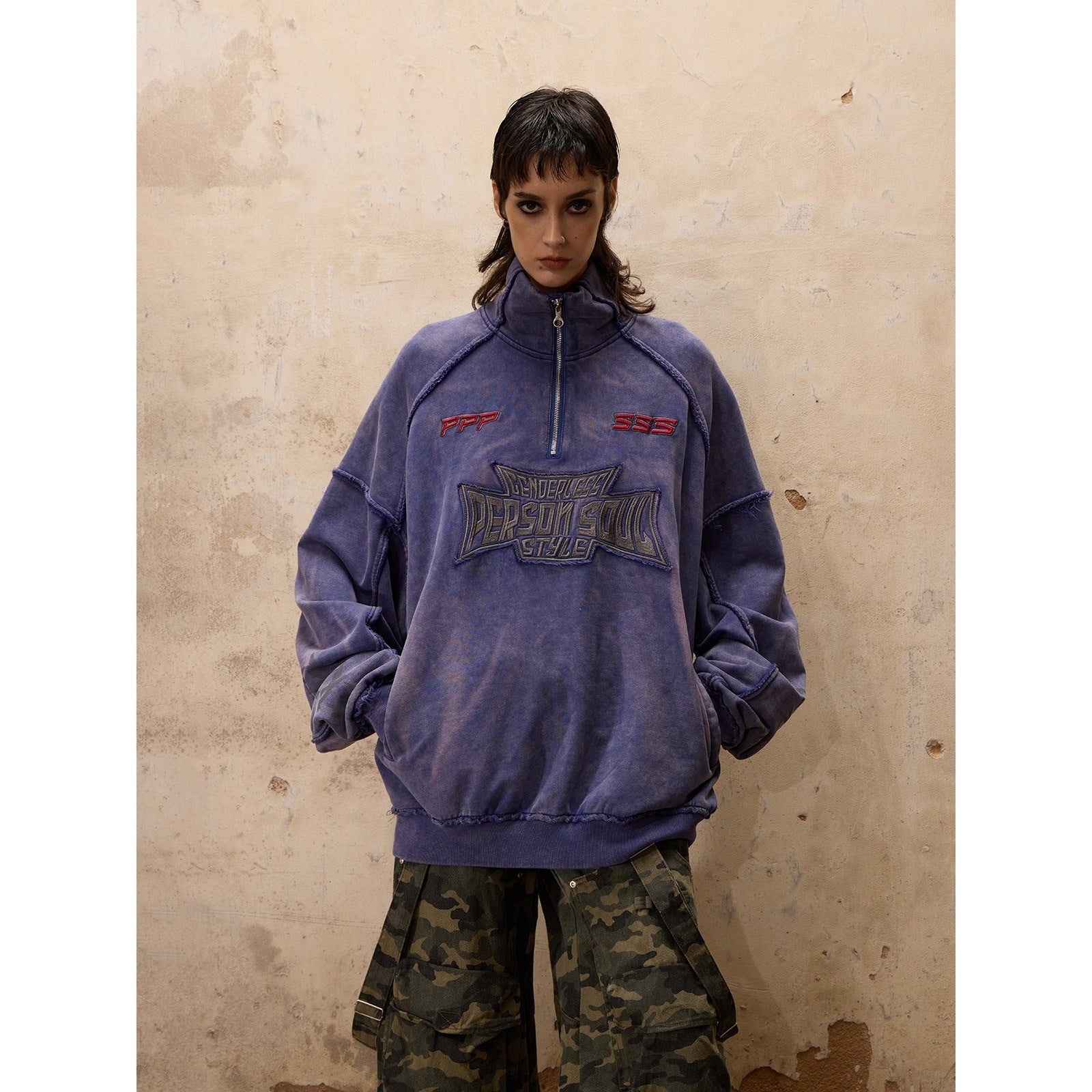 PERSONSOUL_Washed_Tie_Dye_Racing_Embroidery_Stand_Collar_Women's_Cotton_Sweatshirts_743835244523_MISSTT