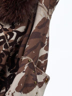PERSONSOUL Wild Animal Print Camouflage Fur Collar Zippered Women's Cotton Hoodies
