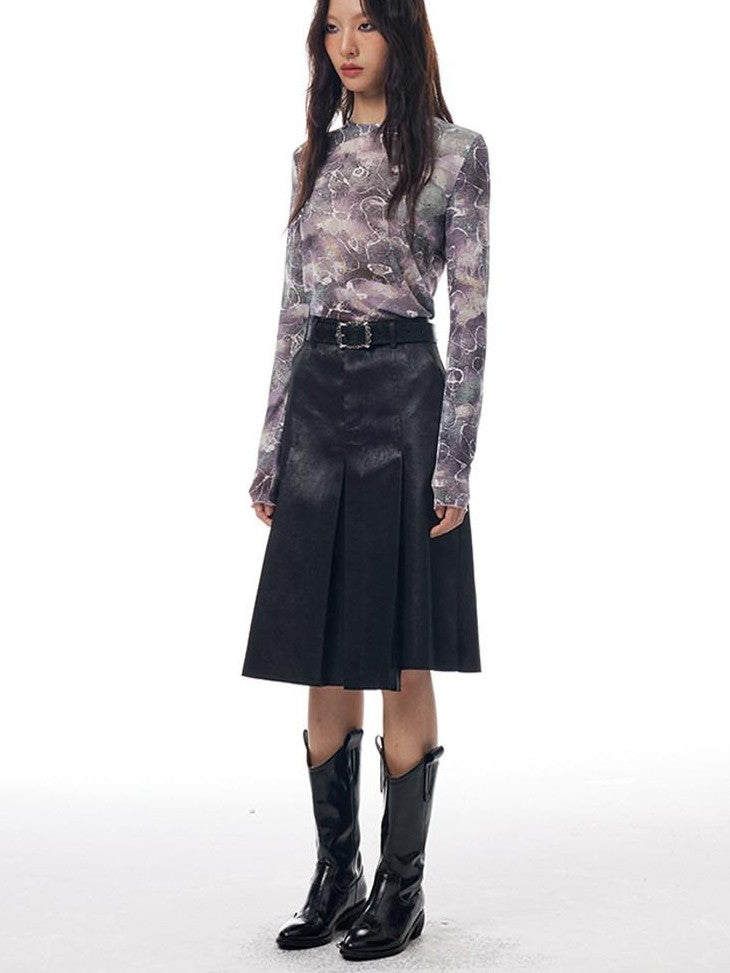 THELIGHT OFFICIAL Abstract Line Letter Print Mesh Women's Polyester Blend Long Sleeve T-shirts