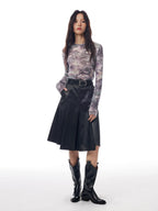 THELIGHT OFFICIAL Abstract Line Letter Print Mesh Women's Polyester Blend Long Sleeve T-shirts