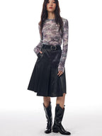 THELIGHT OFFICIAL Abstract Line Letter Print Mesh Women's Polyester Blend Long Sleeve T-shirts