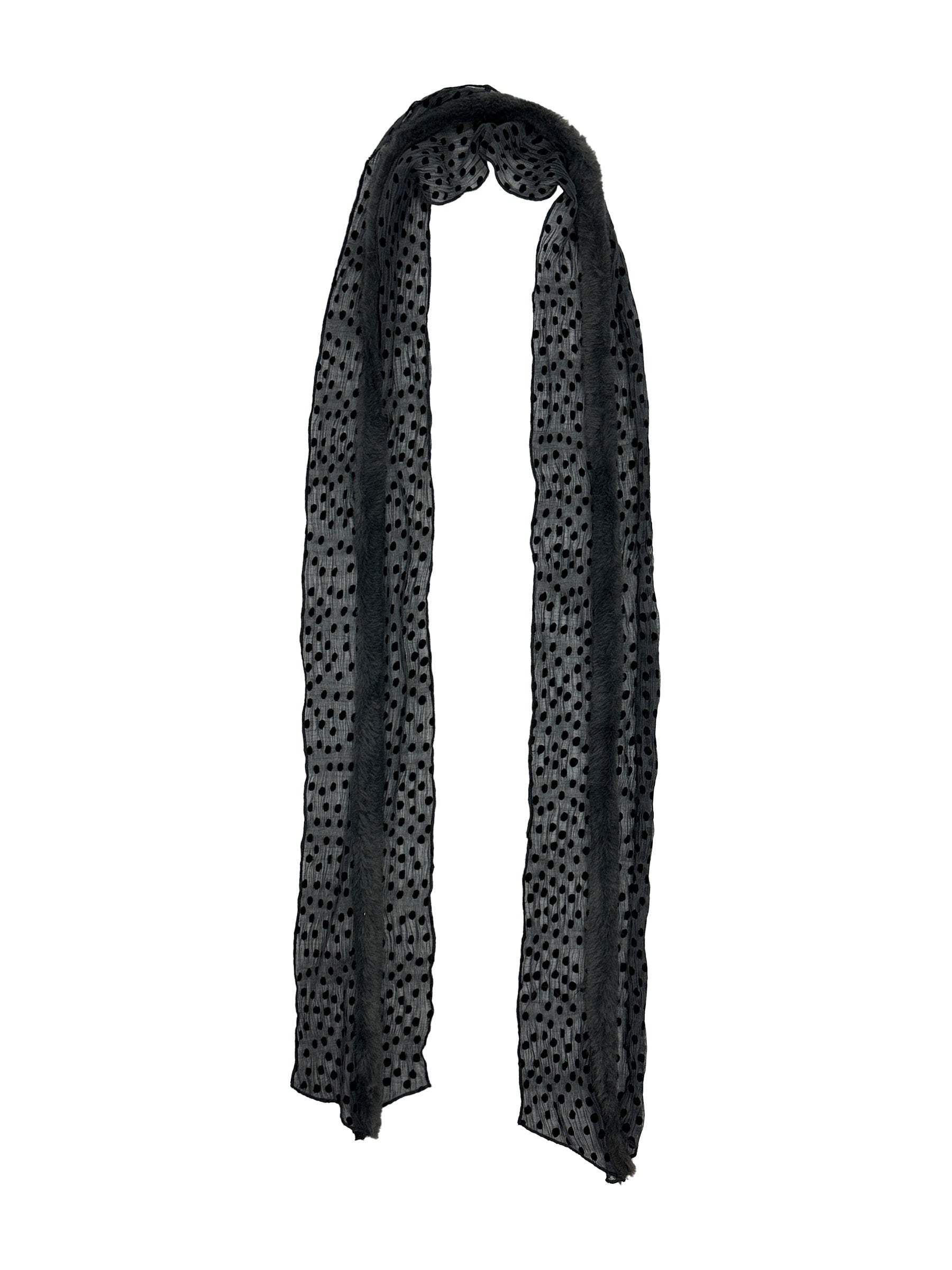 THELIGHT OFFICIAL Black And White Polka Dot Plush Patchwork Women's Cotton Blend Scarves & Shawls 996475388902