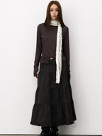 THELIGHT OFFICIAL Black And White Polka Dot Plush Patchwork Women's Cotton Blend Scarves & Shawls