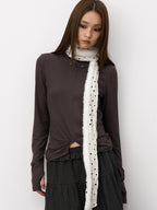 THELIGHT OFFICIAL Black And White Polka Dot Plush Patchwork Women's Cotton Blend Scarves & Shawls