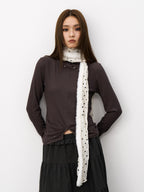 THELIGHT OFFICIAL Black And White Polka Dot Plush Patchwork Women's Cotton Blend Scarves & Shawls