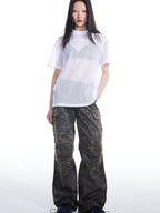THELIGHT OFFICIAL Black And White Solid Cutout Mesh Women's Polyester Long Sleeve T-shirts