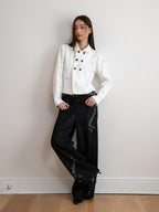 THELIGHT OFFICIAL Black Musical Note Print Relaxed Women's Cotton Wide-leg Jeans