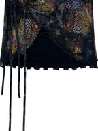 THELIGHT OFFICIAL Black Printed Ruffle Convertible Women's Polyester Camisoles