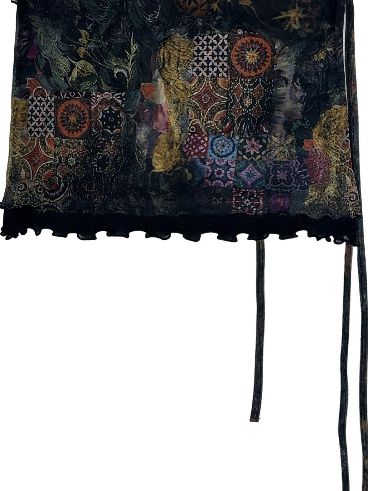 THELIGHT OFFICIAL Black Printed Ruffle Convertible Women's Polyester Camisoles