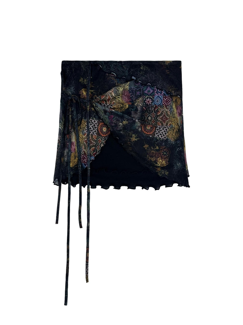 THELIGHT OFFICIAL Black Printed Ruffle Convertible Women's Polyester Camisoles