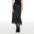THELIGHT OFFICIAL Black Shimmer Sequin Lace A Line Women's Polyester Maxi Skirts 817282537476