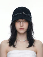 THELIGHT OFFICIAL Black Soft Top Adjustable Brim Rhinestone Starburst Vine Women's Cotton Sun Hats