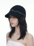 THELIGHT OFFICIAL Black Soft Top Adjustable Brim Rhinestone Starburst Vine Women's Cotton Sun Hats
