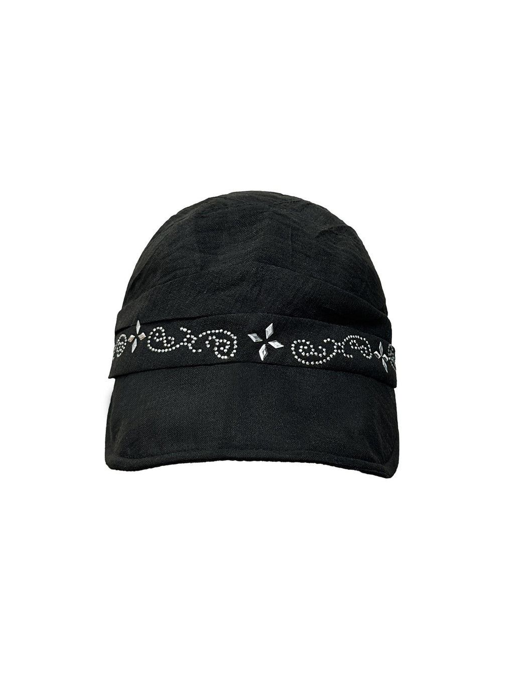 THELIGHT OFFICIAL Black Soft Top Adjustable Brim Rhinestone Starburst Vine Women's Cotton Sun Hats