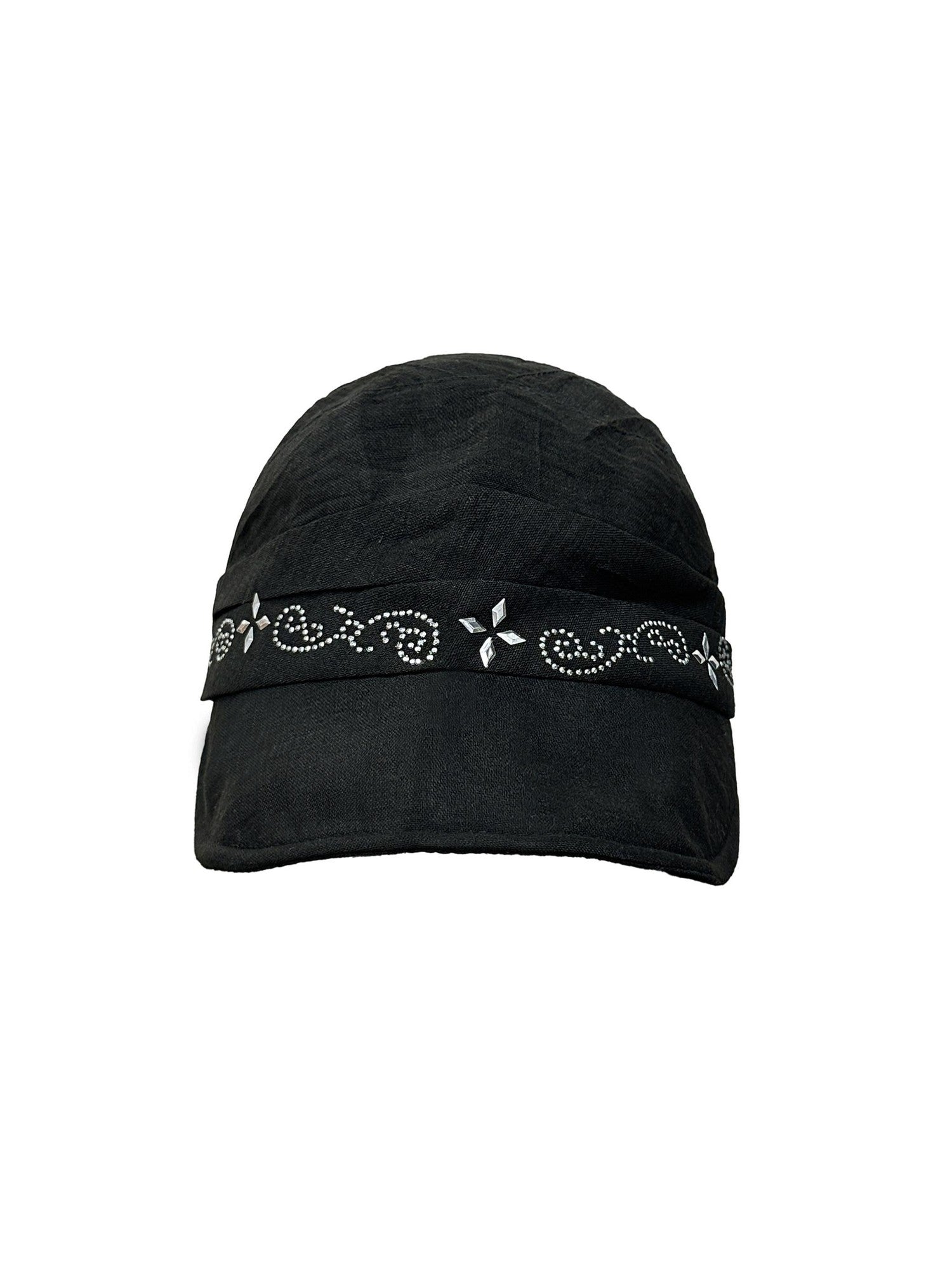 THELIGHT OFFICIAL Black Soft Top Adjustable Brim Rhinestone Starburst Vine Women's Cotton Sun Hats