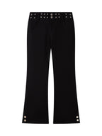 THELIGHT OFFICIAL Black Studded Low Waist Micro Flare Women's Cotton Flare Pants